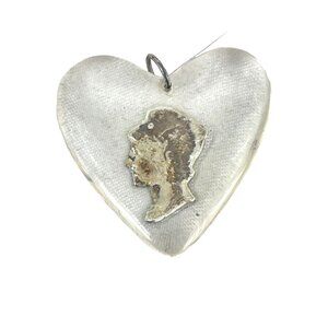 Vintage 1940s Sterling Silver Floating Mercury Dime Lucite Heart Pendant Rare Co